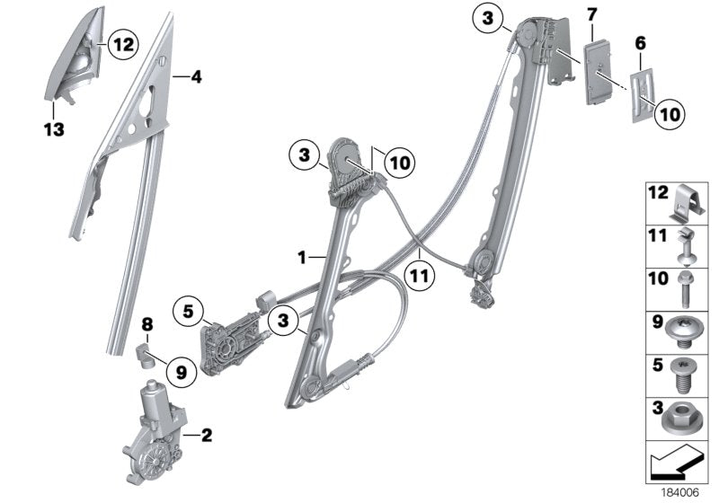 Genuine BMW 51337198304 E89 Window Lifter Front Right (Inc. Z4 28i, Z4 23i & Z4 30i) | ML Performance US US Car Parts