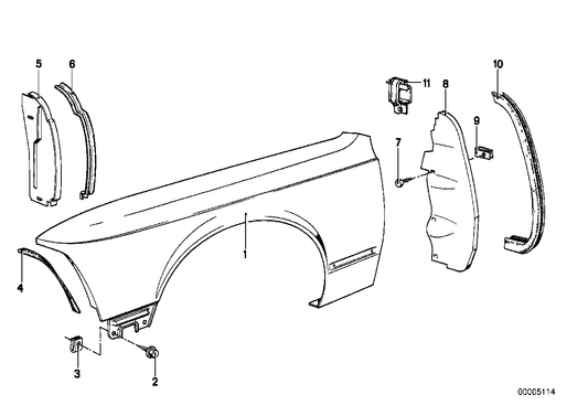 Genuine BMW 51711862021 E23 Cover, Wheell Housing, Front Left (Inc. 735i, 728i & 728iS) | ML Performance US US Car Parts
