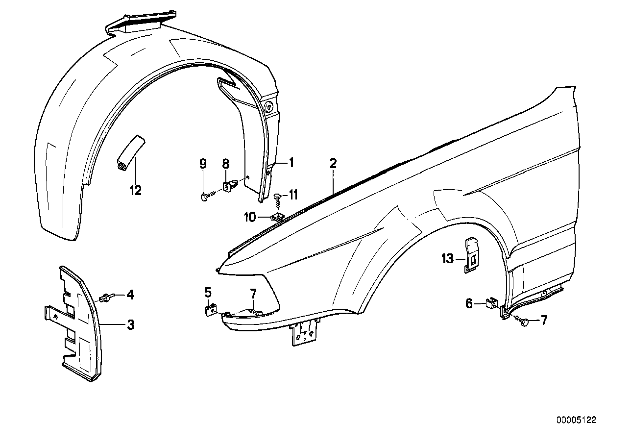 Genuine BMW 41211950694 E32 Fender Bracket ZN-3 (Inc. 740i, 735iL & 750iLS) | ML Performance US US Car Parts
