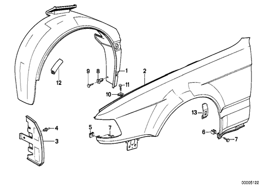 Genuine BMW 41211950694 E32 Fender Bracket ZN-3 (Inc. 740i, 735iL & 750iLS) | ML Performance US US Car Parts