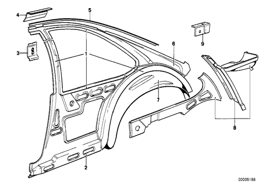 Genuine BMW 41211886335 E24 Wheel Arch Outer Rear Left (Inc. 635CSi, 628CSi & M6) | ML Performance US Car Parts