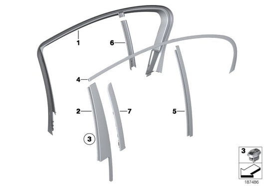 Genuine BMW 51357177954 Finisher Window Frame Top Rr Door (Inc. 760i, Alpina B7 & 730d) | ML Performance US US Car Parts