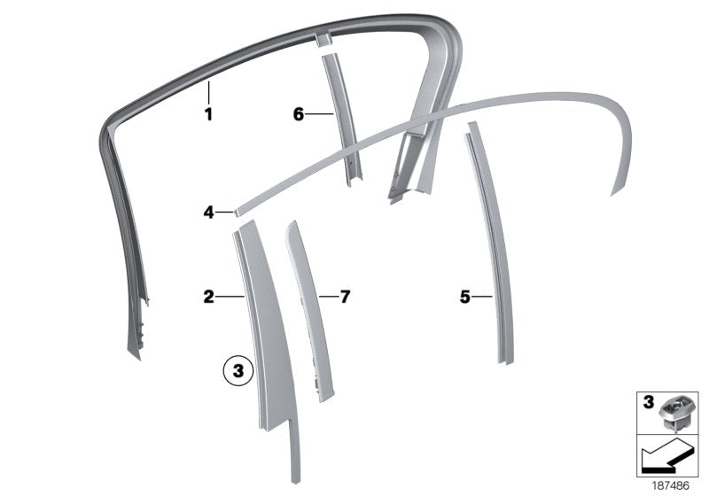 Genuine BMW 51357177857 Cover, Window Frame, Door Rear Left (Inc. 730Ld, 750LiX 4.0 & Hybrid 7L) | ML Performance US US Car Parts