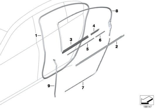 Genuine BMW 51357179125 Seal, Door Joint, Door Rear Lower (Inc. 750LdX, 740LdX & 740Li) | ML Performance US US Car Parts