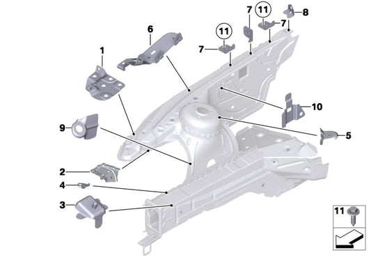 Genuine BMW 41007224910 E89 Bracket, Diagonal Strut Brace Top R (Inc. Z4 35is, Z4 35i & Z4 30i) | ML Performance US US Car Parts