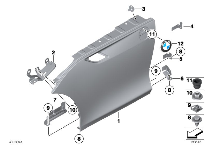 Genuine BMW 41217225146 E89 Bracket, Side Panel, Front Lower Right (Inc. Z4 28i, Z4 35i & Z4 18i) | ML Performance US US Car Parts