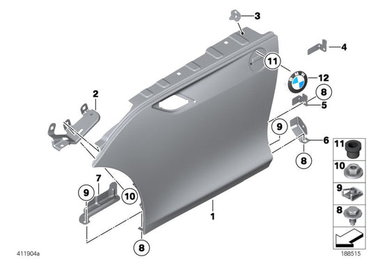 Genuine BMW 41217225146 E89 Bracket, Side Panel, Front Lower Right (Inc. Z4 28i, Z4 35i & Z4 18i) | ML Performance US US Car Parts