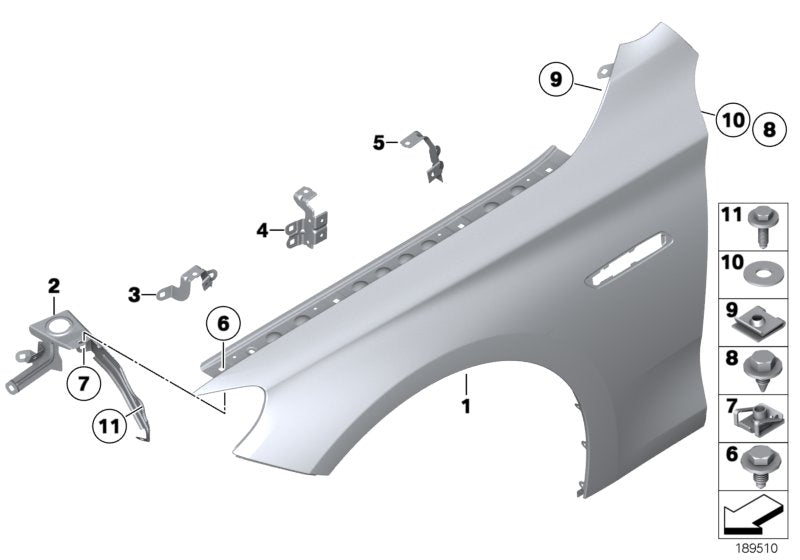 Genuine BMW 41357230571 Side Panel Bracket, Front Left 3 (Inc. 530d 155kW, 535d & 550iX 4.4) | ML Performance US US Car Parts