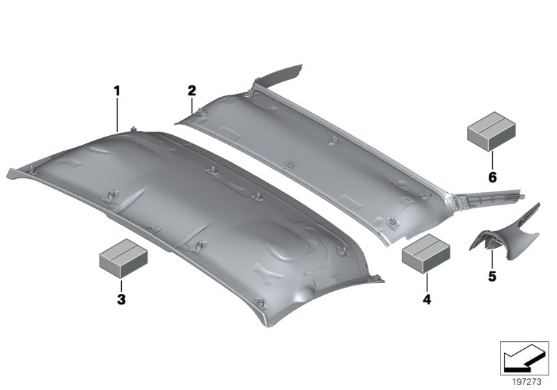 Genuine BMW 54377192492 E89 Inside Headliner For Roof Tray, Rear ANTHRAZIT (Inc. Z4 35is, Z4 28i & Z4 18i) | ML Performance US US Car Parts