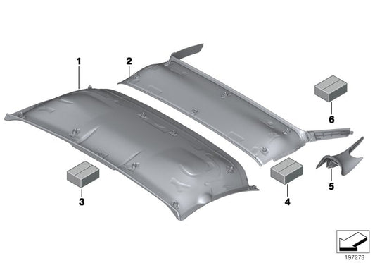 Genuine BMW 54377192492 E89 Inside Headliner For Roof Tray, Rear ANTHRAZIT (Inc. Z4 35is, Z4 28i & Z4 18i) | ML Performance US US Car Parts