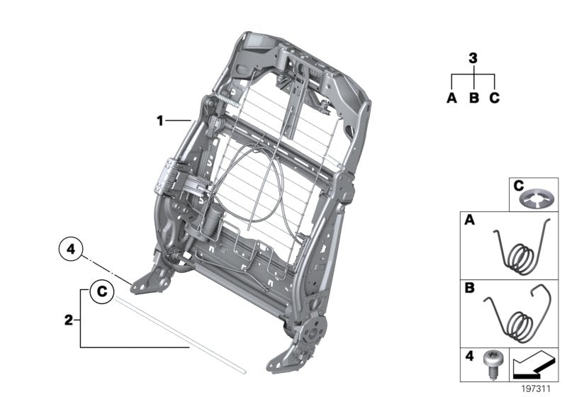 Genuine BMW 52109144893 Backrest Frame, Base Seat (Inc. Hybrid 5, 523i & 530d) | ML Performance US US Car Parts