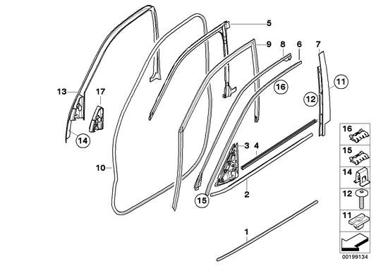 Genuine BMW 51337207218 E70 Channel Sealing,Inside,Door, Front Right (Inc. X5) | ML Performance US US Car Parts