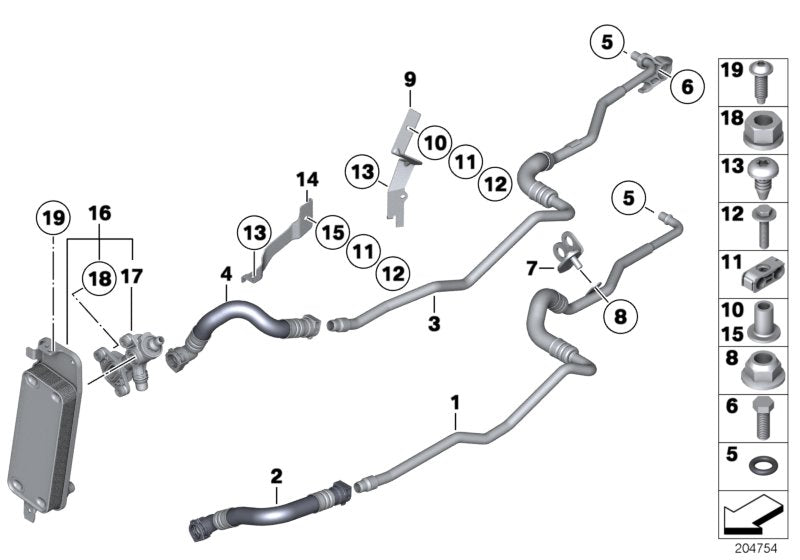 Genuine BMW 17227576874 Bracket, Oil Cooler Line (Inc. 750iX & 750LiX) | ML Performance US US Car Parts