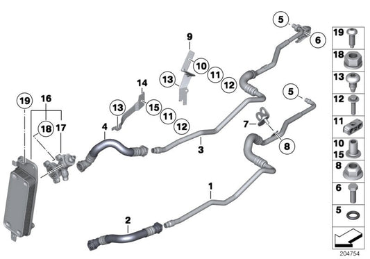 Genuine BMW 17227575457 Oil Cooling Pipe Inlet (Inc. 750iX & 750LiX) | ML Performance US US Car Parts