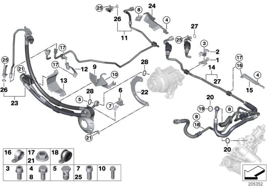 Genuine BMW 32416784632 E70 Bracket, Power Steering Pump/Exp. Hose (Inc. X5 4.8i) | ML Performance US US Car Parts