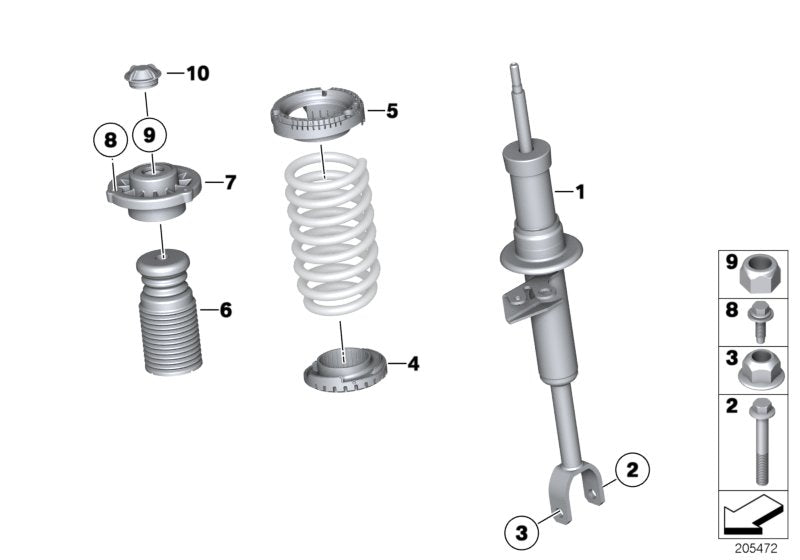 Genuine BMW 31316854958 Front Right Spring Strut (Inc. 640dX & 640iX) | ML Performance US US Car Parts