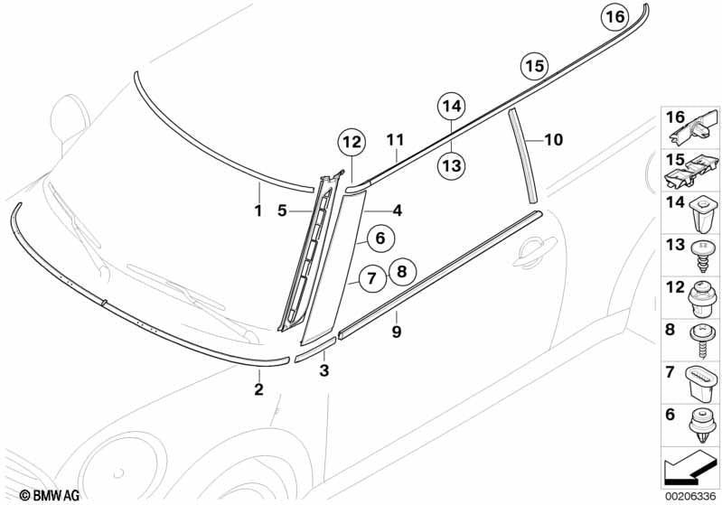 Genuine BMW 51337146092 Outer Weatherstrip, Right