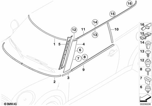 Genuine BMW 51337146092 Outer Weatherstrip, Right