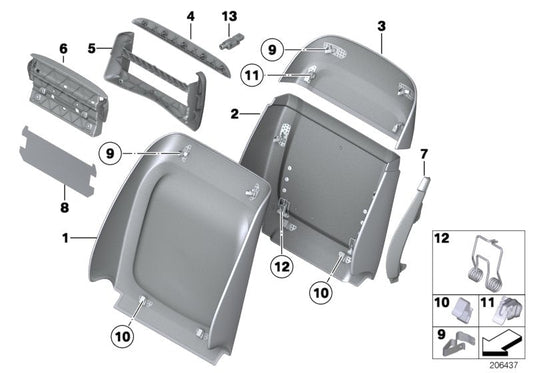 Genuine BMW 52107222428 Rear Section, Comfort Seat, Lower EVERESTGRAU (Inc. 530d 155kW, 530i & 535iX) | ML Performance US US Car Parts