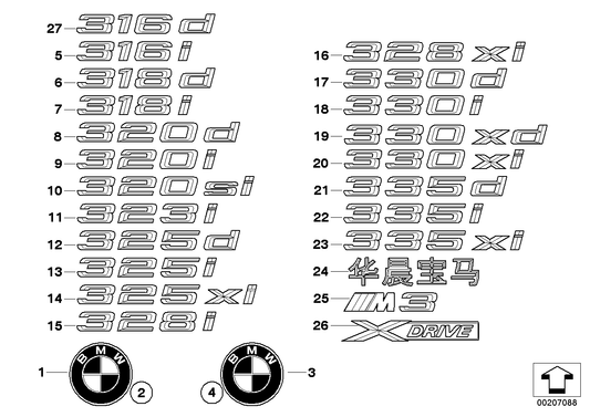 Genuine BMW 51147157558 E90 Emblem Adhered Rear - 320D - (Inc. 320d, 320xd & 320d ed) | ML Performance US US Car Parts
