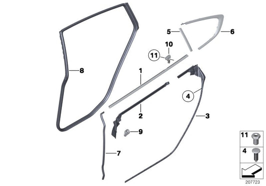Genuine BMW 51357341328 Duct Cover, Long, Outer Right ALU SATINIERT (Inc. 535i, 530d & 535iX) | ML Performance US US Car Parts