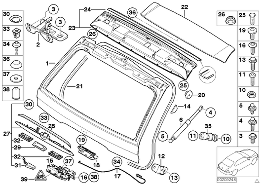 Genuine BMW 41627006122 E53 Hinge, Trunk Lid, Top Right (Inc. X5) | ML Performance US US Car Parts