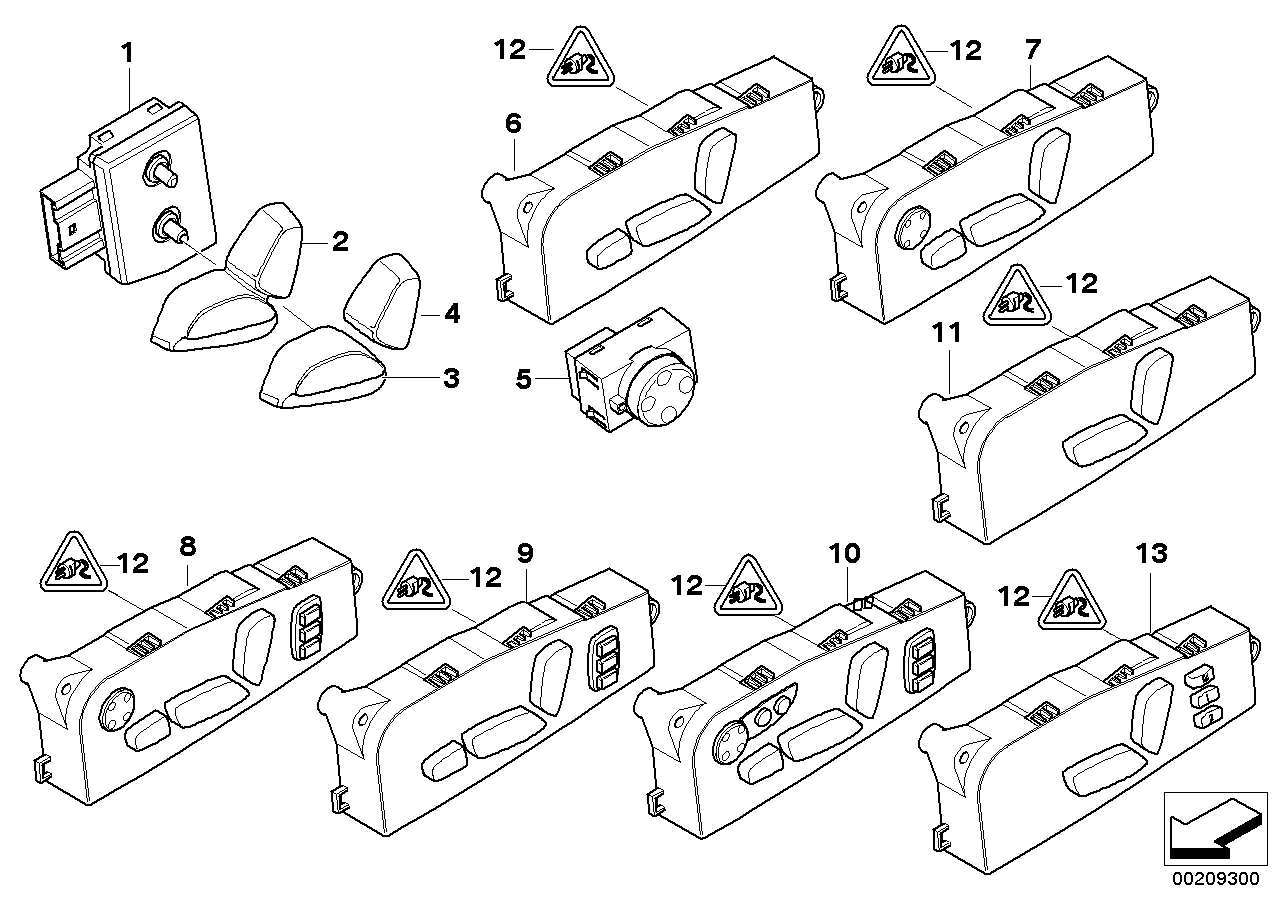 Genuine BMW 61316958526 E71 E70 Seat Adjustment Switch, Right (Inc. X5) | ML Performance US US Car Parts