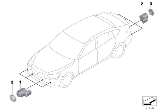 Genuine BMW 66209233042 Ultrasonic Sensor, Damask Red WB03 (Inc. 530d 155kW, Hybrid 5 & 535dX) | ML Performance US US Car Parts