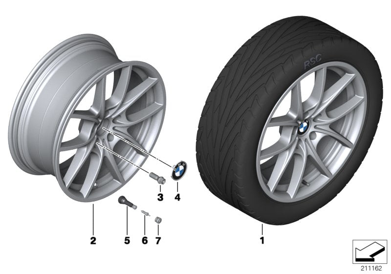 Genuine BMW 36116792598 Gloss-Turned Light Alloy Rim 8 1/2JX20 ET:33 (Inc. 650iX, 523i & 650iX 4.0) | ML Performance US US Car Parts