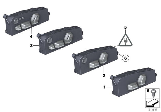 Genuine BMW 61319275077 Switch Seat Adjusting Front Left (Inc. 520d, Hybrid 5 & 535dX) | ML Performance US US Car Parts