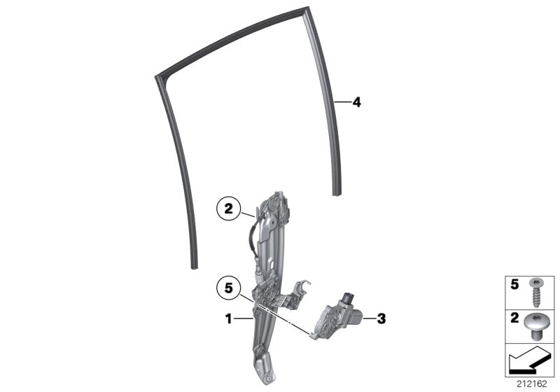 Genuine BMW 51357182614 Window Lifter Without Motor, Rear Right (Inc. Hybrid 5, M550dX & 520i) | ML Performance US US Car Parts