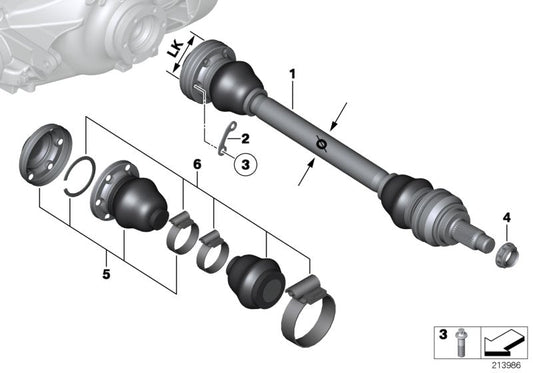 Genuine BMW 33212283455 E93 E92 Output Shaft Left LK=102mm/D=44mm (Inc. M Coupé & M3)