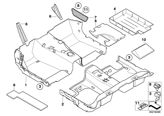 Genuine BMW 51476968880 E60 E61 Floor TriCover, Front GRAU (Inc. 525d, 550i & 525xi) | ML Performance US US Car Parts