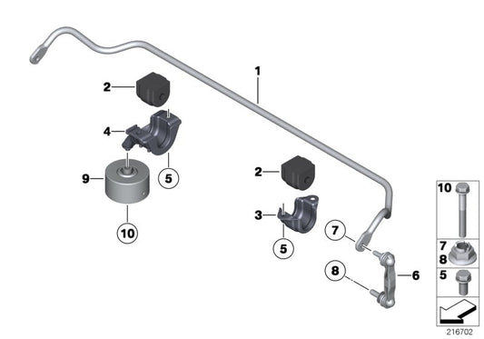 Genuine BMW 33556789870 Stabilizer, Rear D=13mm (Inc. 520dX, 523i & 525dX) | ML Performance US US Car Parts