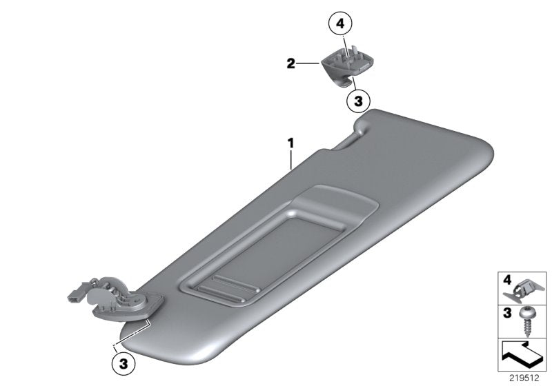 Genuine BMW 51167248857 Left Sun Visor OYSTER (Inc. Hybrid 5, 550i & 535iX) | ML Performance US US Car Parts