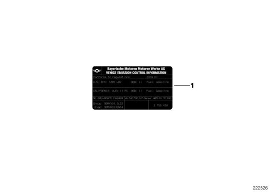 Genuine BMW 71227631371 Label "Exhaust Emission" MJ 12 (Inc. Cooper) | ML Performance US US Car Parts