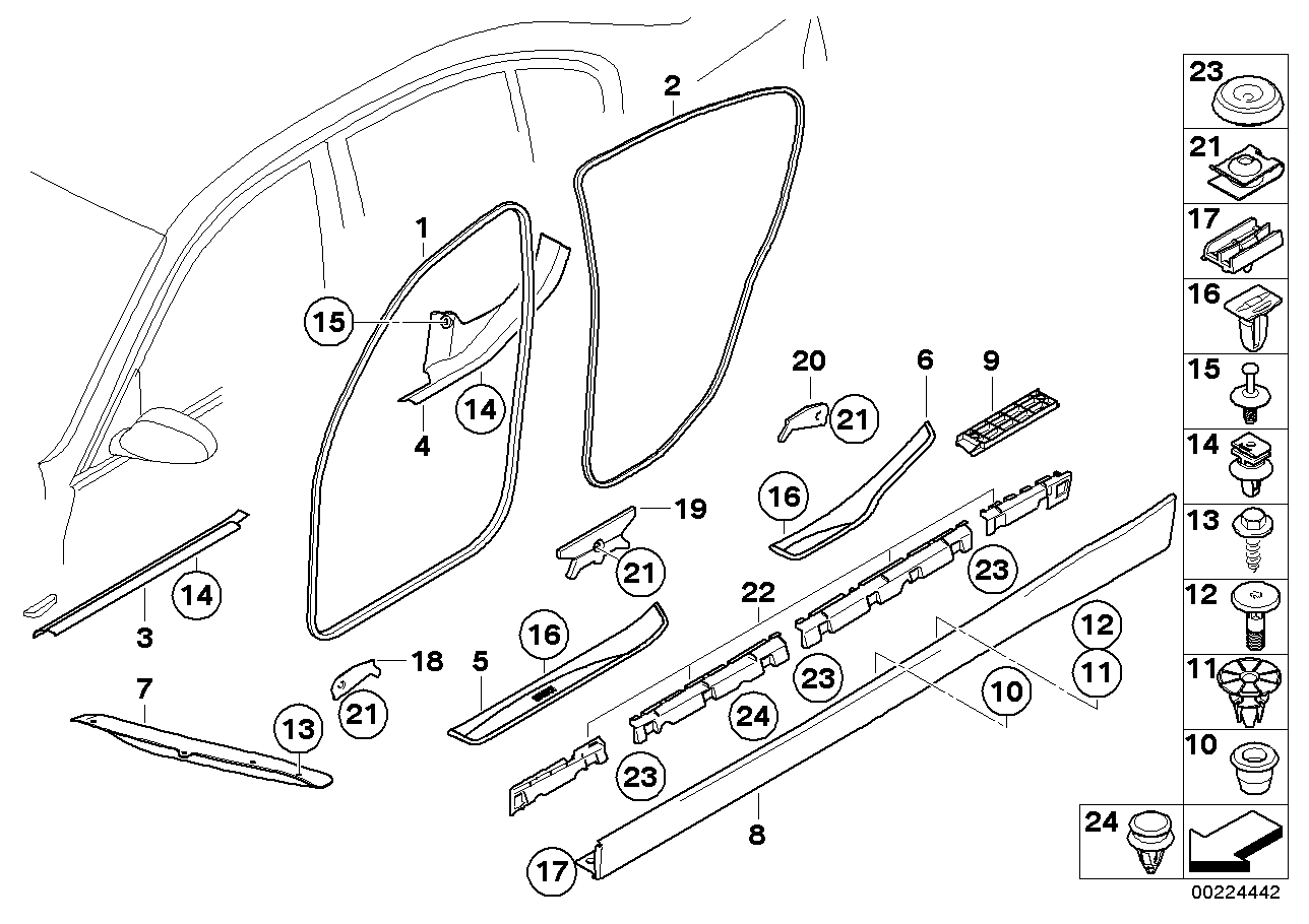 Genuine BMW 51477172297 E90 E91 Rear Left Entrance Cover (Inc. 330xi, 330xd & 320i) | ML Performance US US Car Parts
