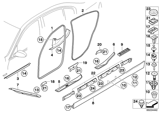 Genuine BMW 51477172297 E90 E91 Rear Left Entrance Cover (Inc. 330xi, 330xd & 320i) | ML Performance US US Car Parts