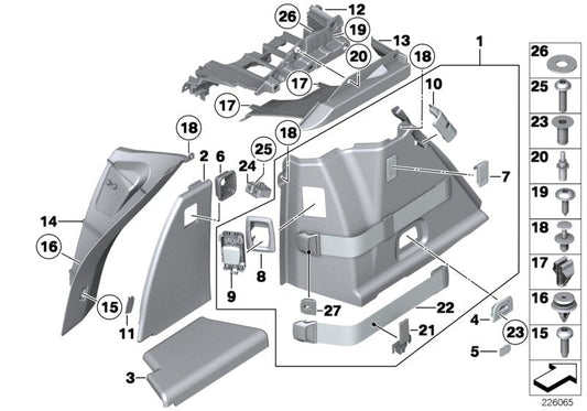 Genuine BMW 51479195959 Panel Wheel Housing Part.Trunk Left VENETOBEIGE (Inc. 520d, 550iX 4.0 & 550iX 4.4) | ML Performance US US Car Parts