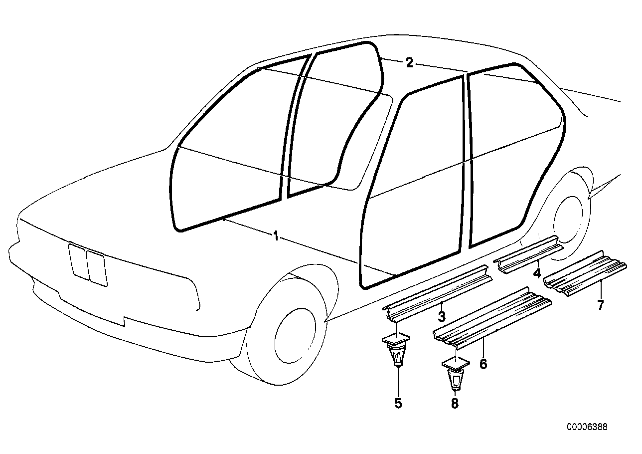 Genuine BMW 51478139209 E32 Sill Strip Rear Left ANTHRAZIT (Inc. 750iL, 735iL & 730iL) | ML Performance US Car Parts