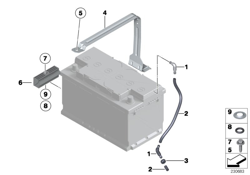Genuine BMW 61217585707 Battery Hold Down (Inc. 528iX, 640iX & 530d) | ML Performance US US Car Parts