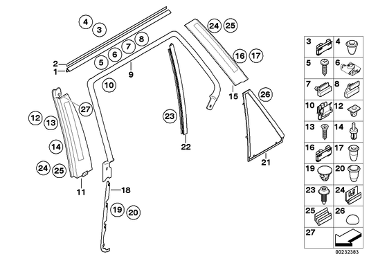 Genuine BMW 51347041436 E53 Cover, Column C, Door, Rear Right (Inc. X5) | ML Performance US US Car Parts