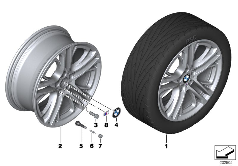 Genuine BMW 36116787582 F25 F26 Gloss-Turned Light Alloy Rim 8,5JX20 ET:38 (Inc. X3) | ML Performance US US Car Parts