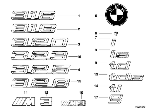 Genuine BMW 51148119643 E39 E34 E36 Emblem Adhered Rear "TDS" (Inc. 525tds, 325tds & 725tds) | ML Performance US Car Parts