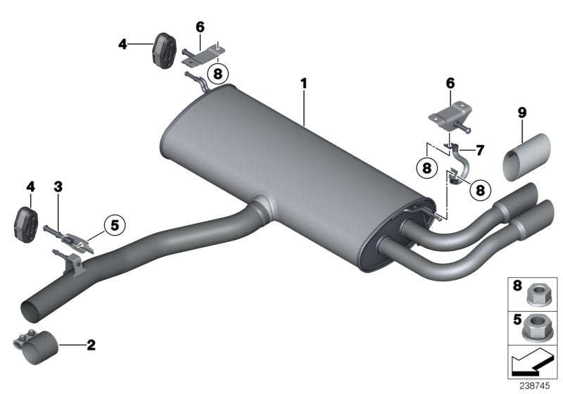 Genuine BMW 18307646018 F25 Rear Muffler With Exhaust Flap (Inc. X3 28iX) | ML Performance US US Car Parts