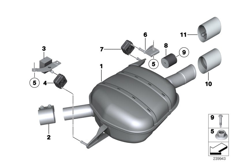 Genuine BMW 18308643636 Rear Muffler, Right, With Exhaust Flap (Inc. 640i & 640iX) | ML Performance US US Car Parts