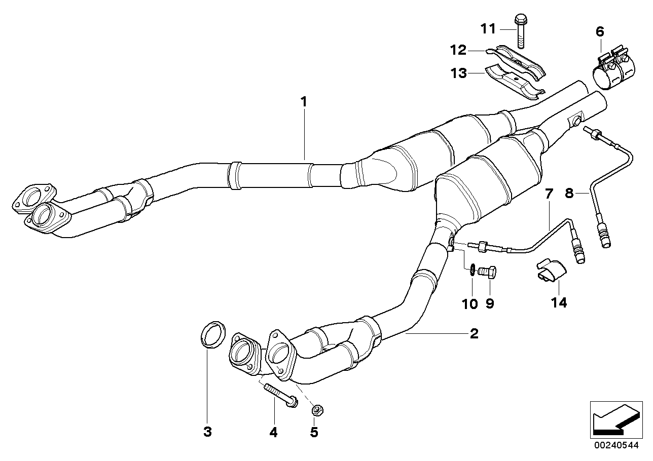 Genuine BMW 18307505319 E39 E38 Rp-Exhaust Pipe Catalytic Conv. Cyl. 5-8 ZYL.5-8 (Inc. 535i, 540i & 735iL) | ML Performance US US Car Parts