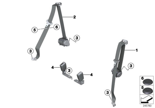 Genuine BMW 72117226441 Upper Belt Rear Left SCHWARZ (Inc. 650iX, 640iX & 640i) | ML Performance US US Car Parts