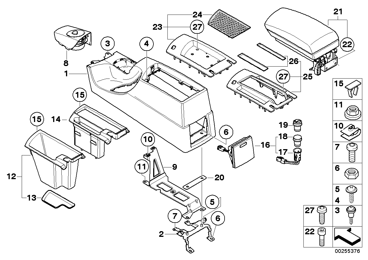 Genuine BMW 51163421544 E83 Cover, Armrest Imitat. Leather Front SCHWARZ (Inc. X3) | ML Performance US US Car Parts