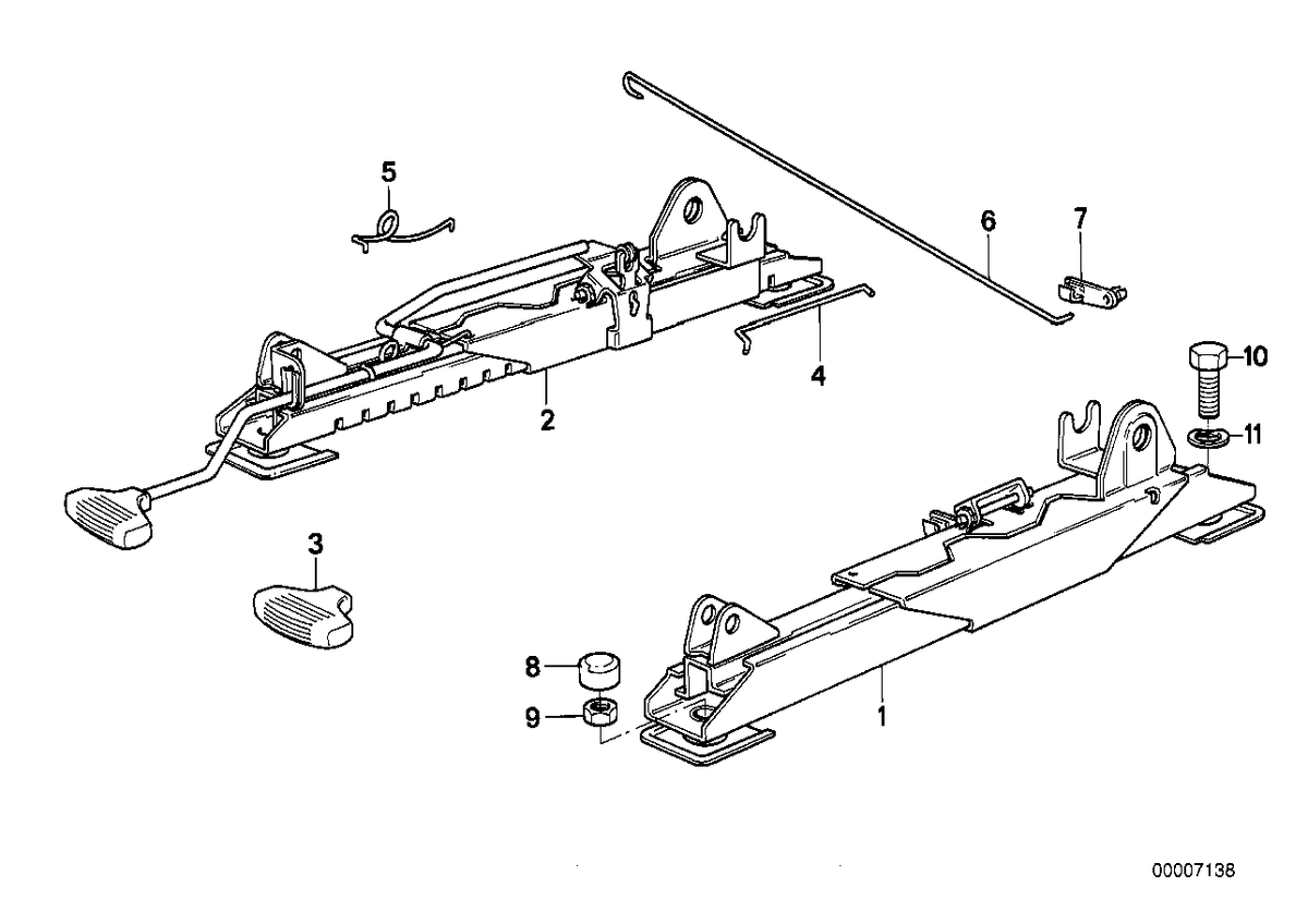 Genuine BMW 52101942635 E24 E23 Seat Rail Outer Left (Inc. 745i, 628CSi & M6) | ML Performance US US Car Parts